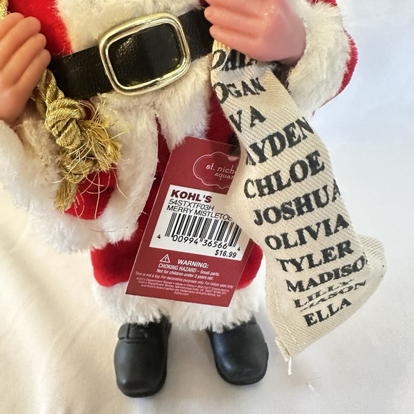 SANTA WITH LIST AND GIFTS LARGE 8 INCH CHRISTMAS ORNAMENT NEW WITH TAGS - Picture 4 of 6